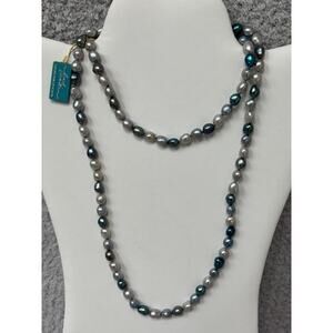 Honora Sterling Silver Blue Freshwater Pearl Necklace 34" NIB #66619